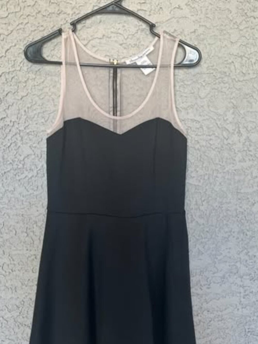 American Rag Black Fit-and-Flare Dress with Sheer Mesh Yoke